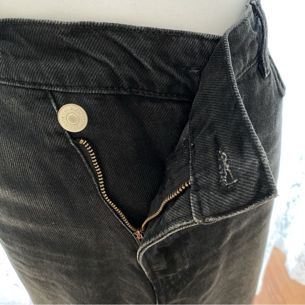 REFORMATION JEANS BLACK NILA DENIM FRONT SLIT MAXI SKIRT - Picture 8 of 15